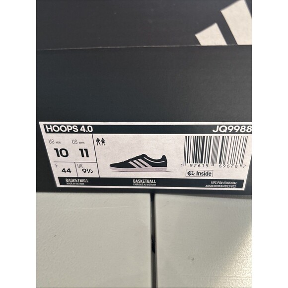ADIDAS HOOPS 4.0 Men\'s Sneakers Low Top Shoes Size 10 BLACK/WHITE - NEW WITH BOX main image 7